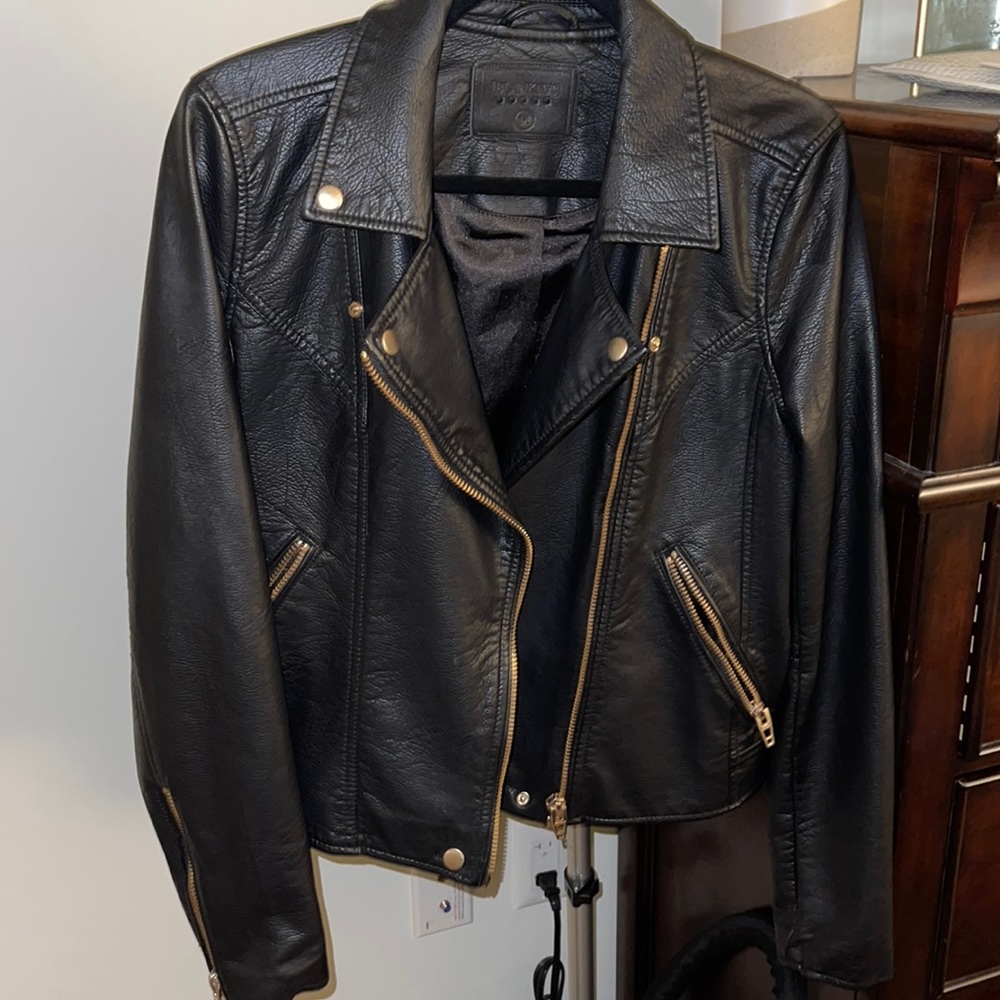 Blank NYC faux leather jacket with gold detailing